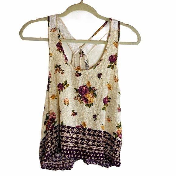 Chloe K Floral Racerback Crop Top.Sz:L - Picture 1 of 3